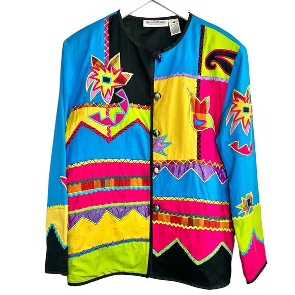 Vintage Jackets & Blazers - Vintage Draper's & Damon's Womens Size M Embroidered Patchwork Jacket Blazer